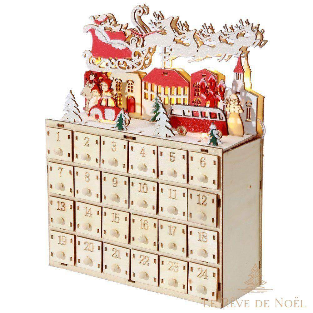 Calendrier de l'avent : Père Noel avec son traineau avec led